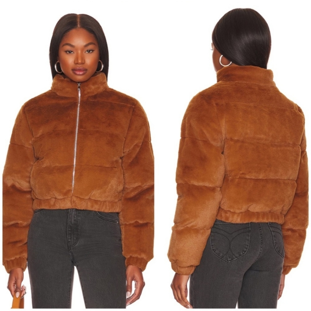 Superdown Adalynn Zip up Puffer in Camel Sz S Revolve